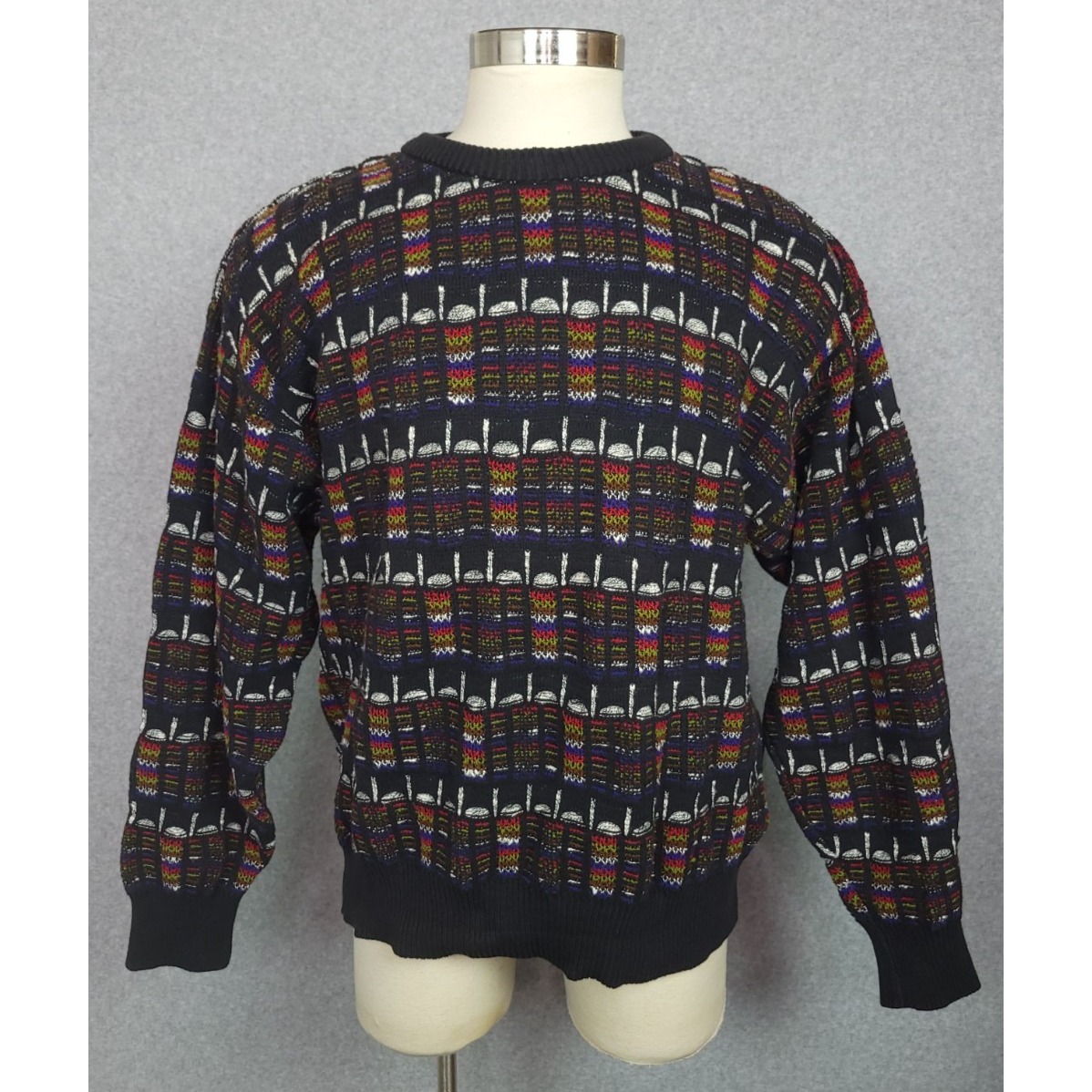 Vintage Bachrach Mens 3d Textured Abstract Coogi Style Sweater Large